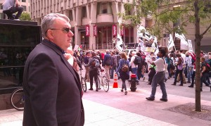 Boston Police Commissioner Ed Davis Monitors Occupy Boston at Bank of America 10/15/2011