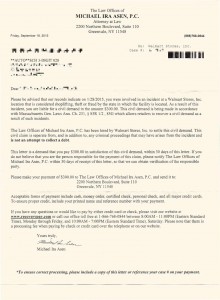 walmart shoplifting civil demand letter from the law offices of Michael Ira Asen PC